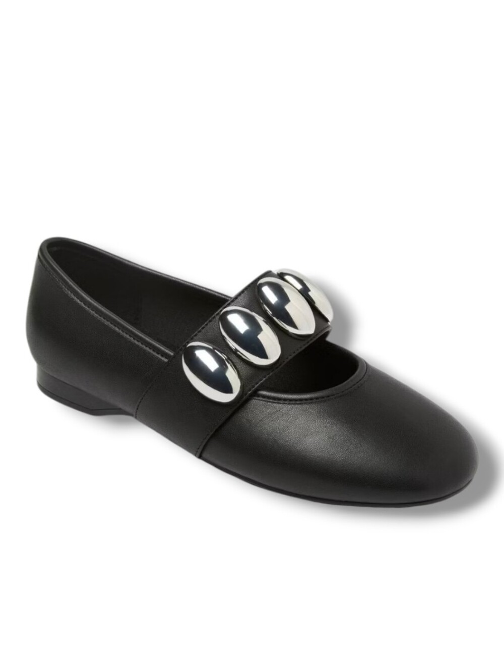 New A New Day Black Genevieve Mary Jane Flats with Silver Oval Accents Size 11
